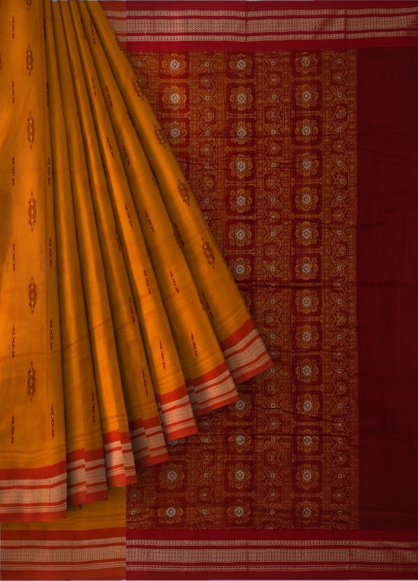 Golden Yellow Bomkai Sambalapuri Saree