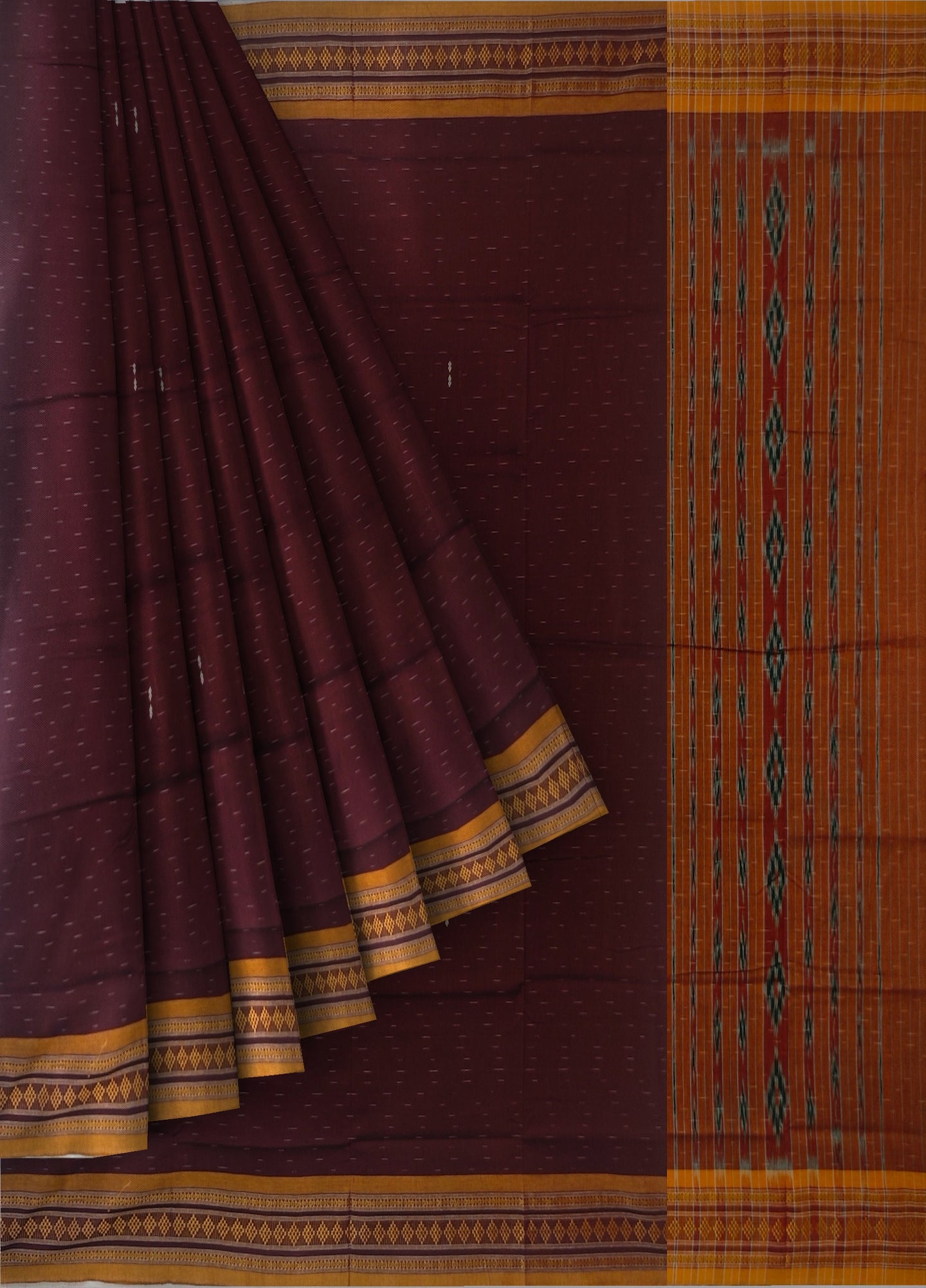 Light Coffee Bomkai Border Pasapalli Saree | Odisha Handloom GI Tagged | Devnika
