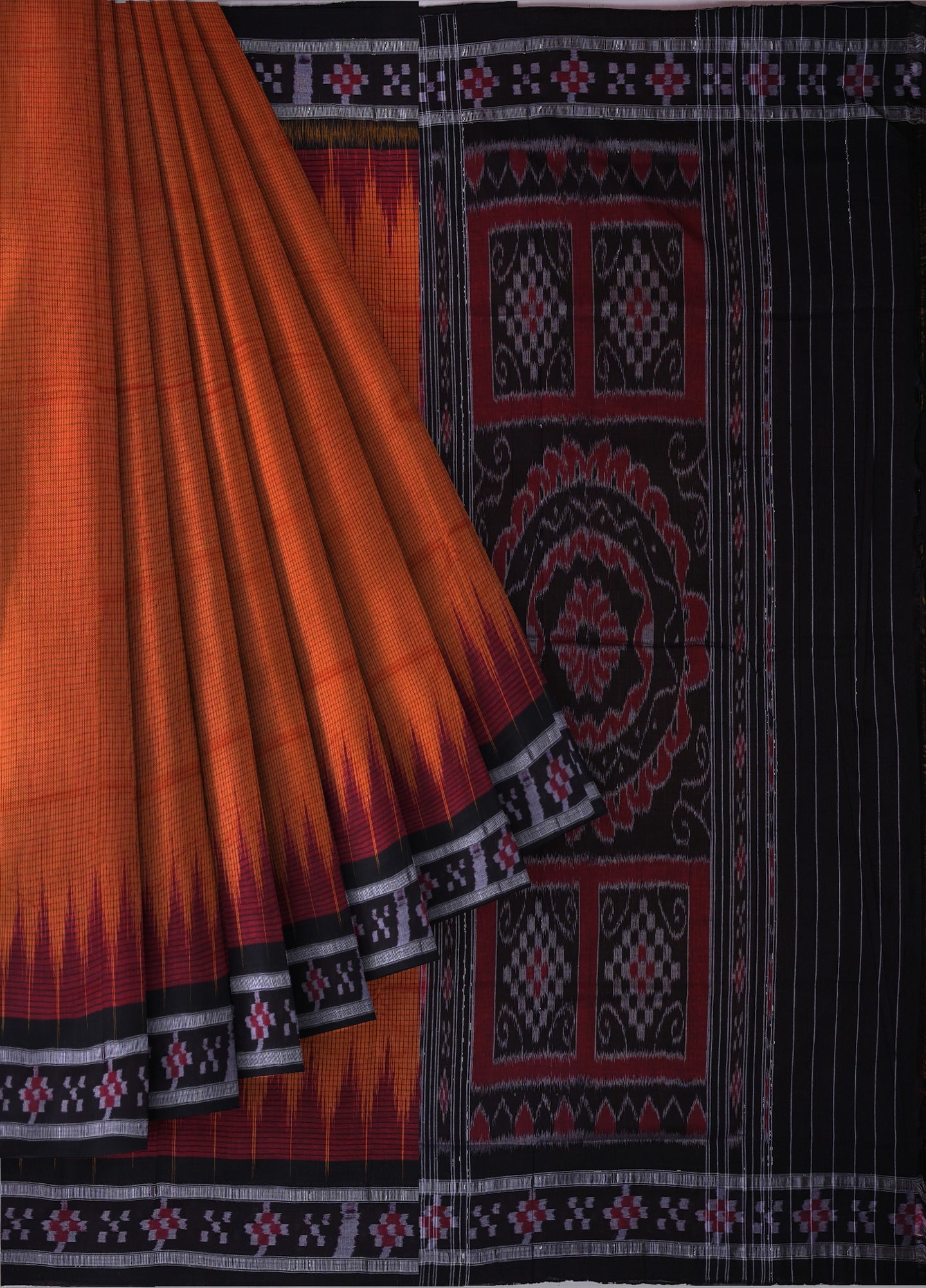 Golden Orange Mania Bandha Border Pasapalli Saree