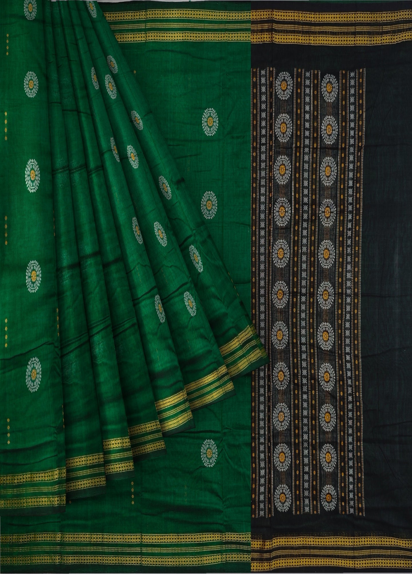 Green Bomkai Butti Sambalapuri Saree | Odisha Handloom GI Tagged | Devnika