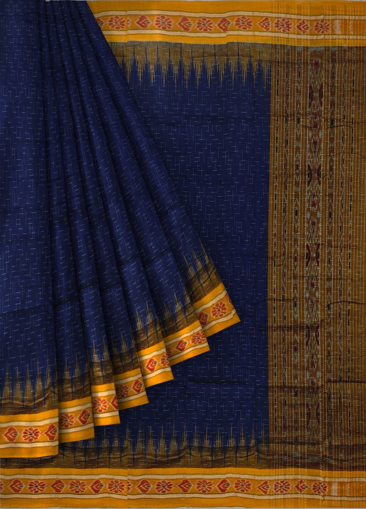Deep Blue Mania Bandha Traditional Katiki Saree | Odisha Handloom GI Tagged | Devnika
