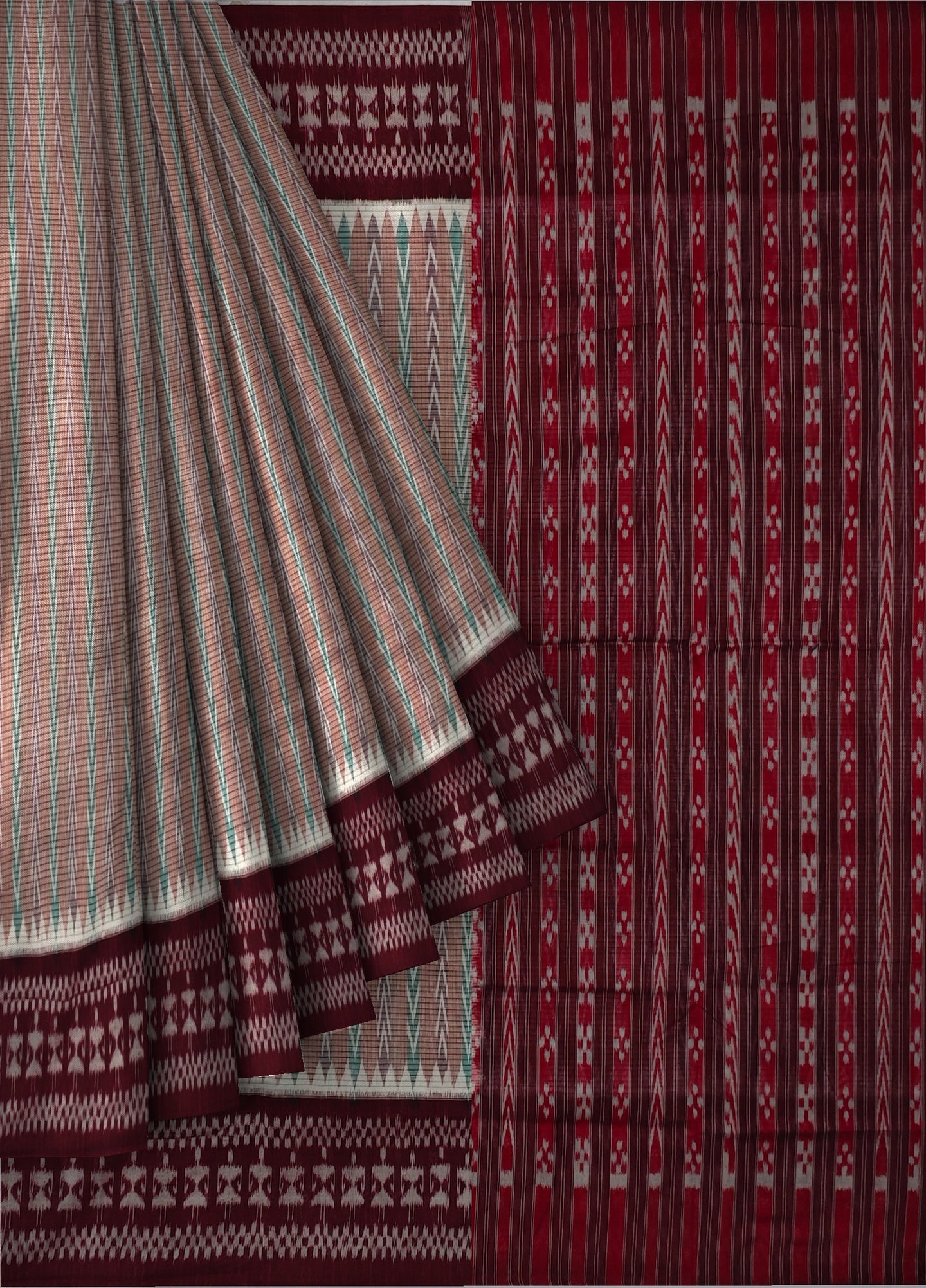 Brown Green Dhanpatri Bandha Saree