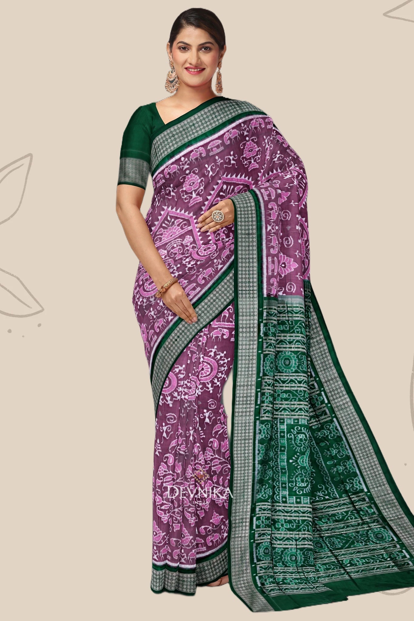 Lavender Blue Teracota Bandha Saree