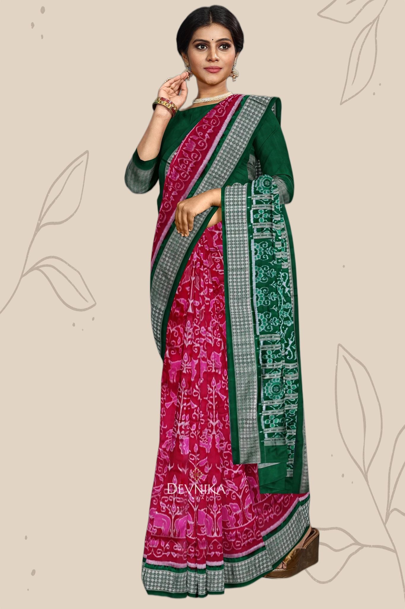 Hot Pink Traditional Body Bandha Saree