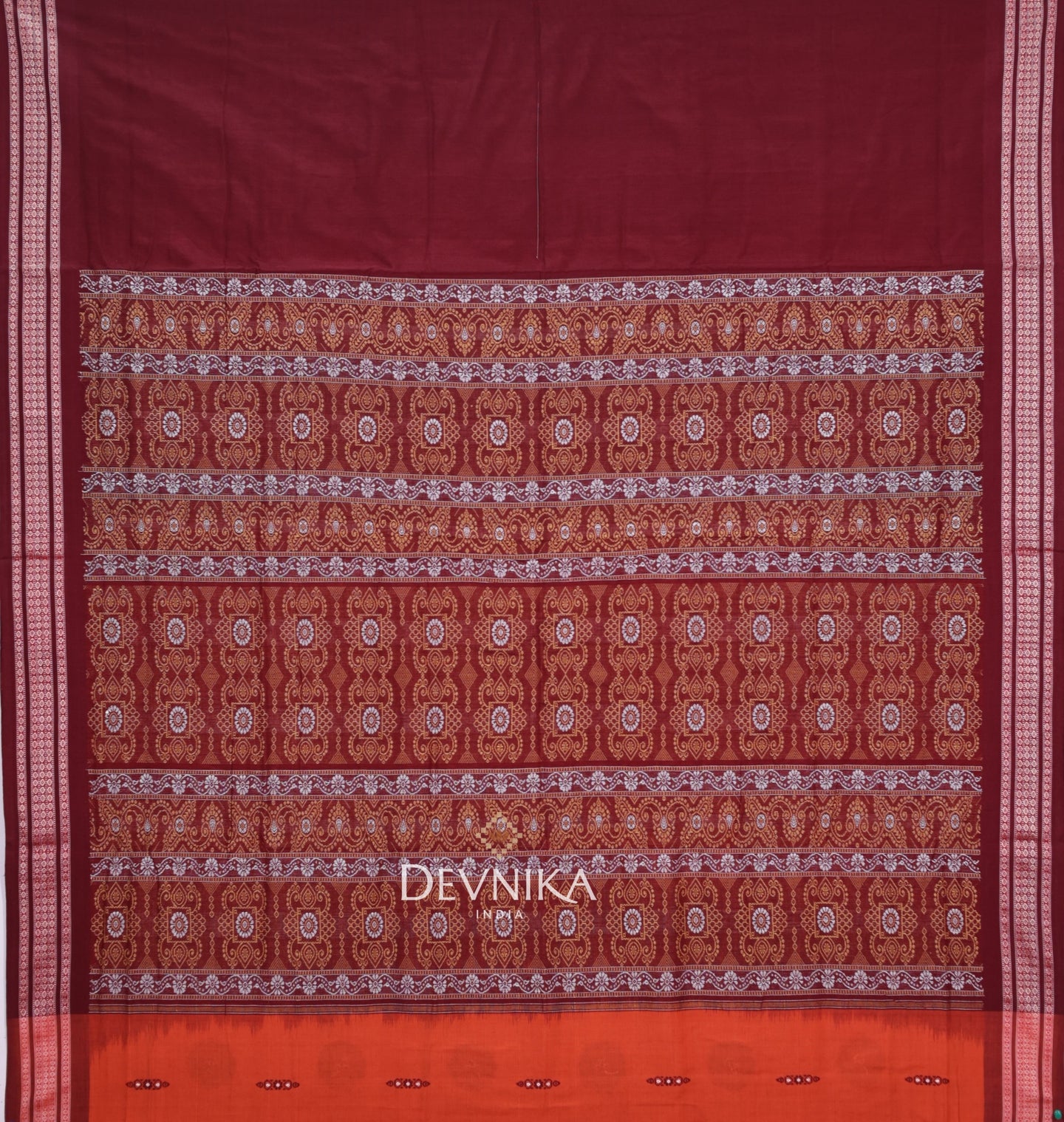 Orange Bomkai Saree | Odisha Handloom GI Tagged | Devnika