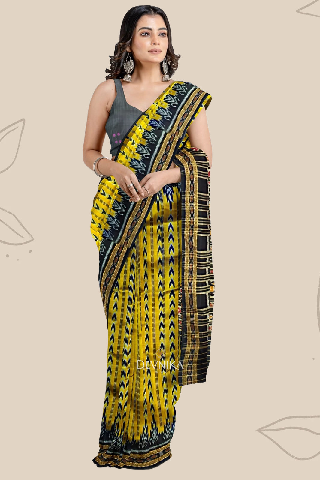 Golden Yellow Dhanapatri Khandua Pata Saree | Odisha Handloom | Devnika