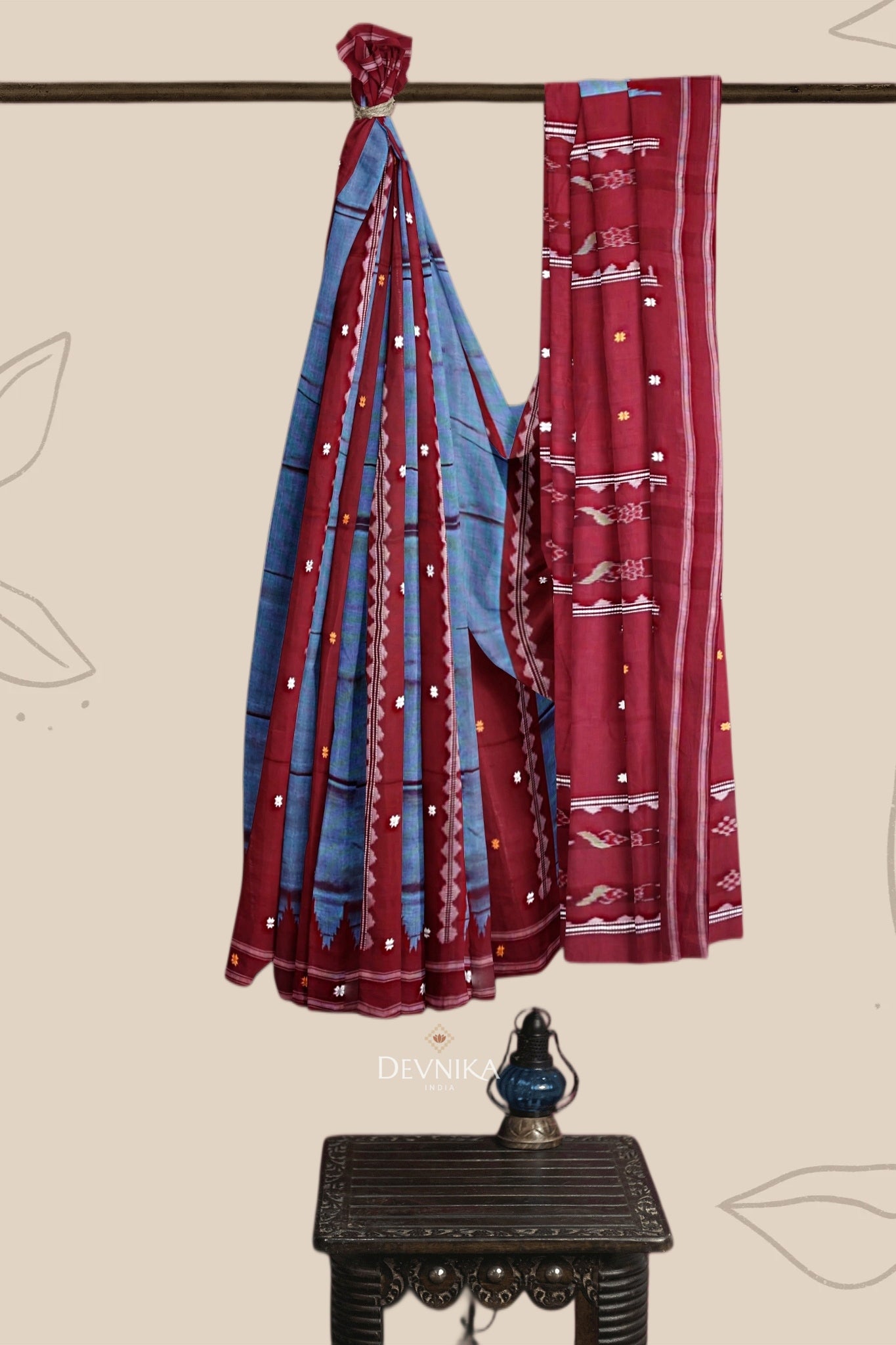 Soft Teal Pata Bapta Saree