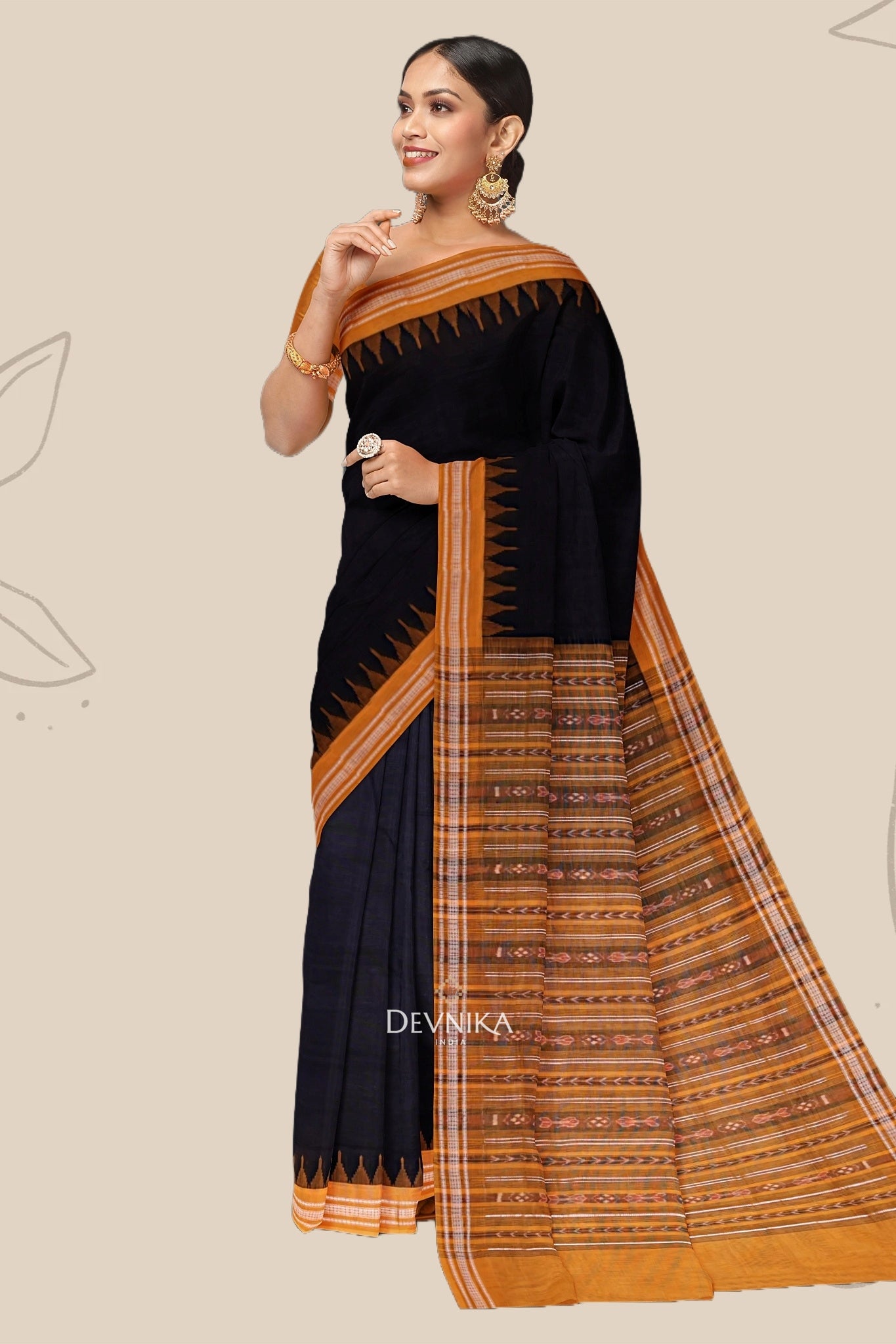 Black Bapta Saree | Odisha Handloom GI Tagged | Devnika