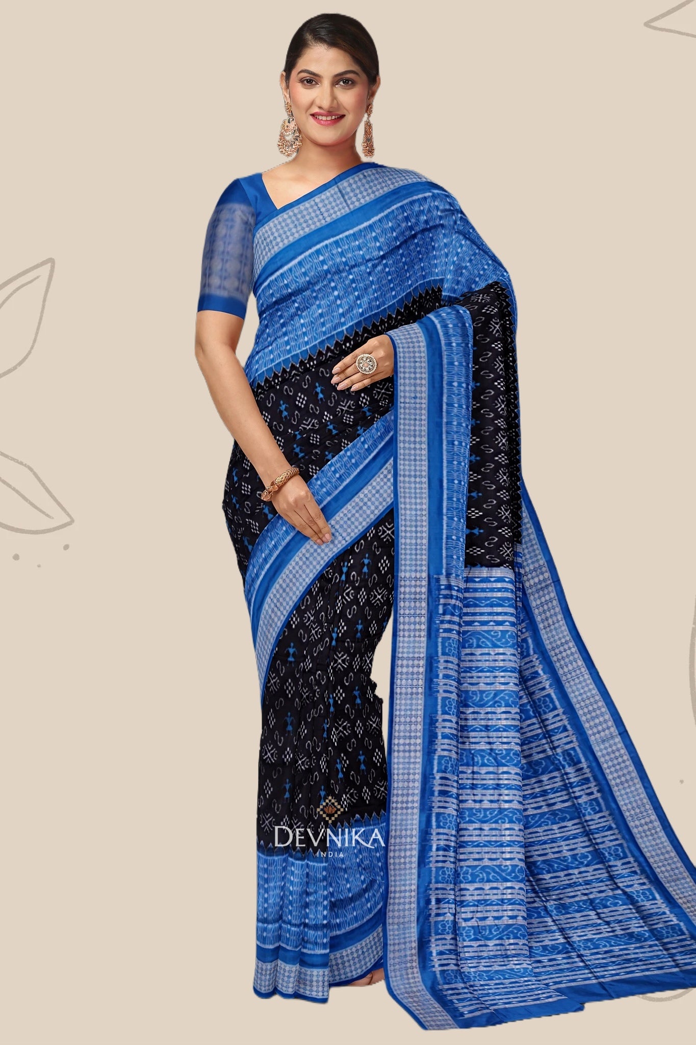 Black Bandha Sambalapuri Silk Saree