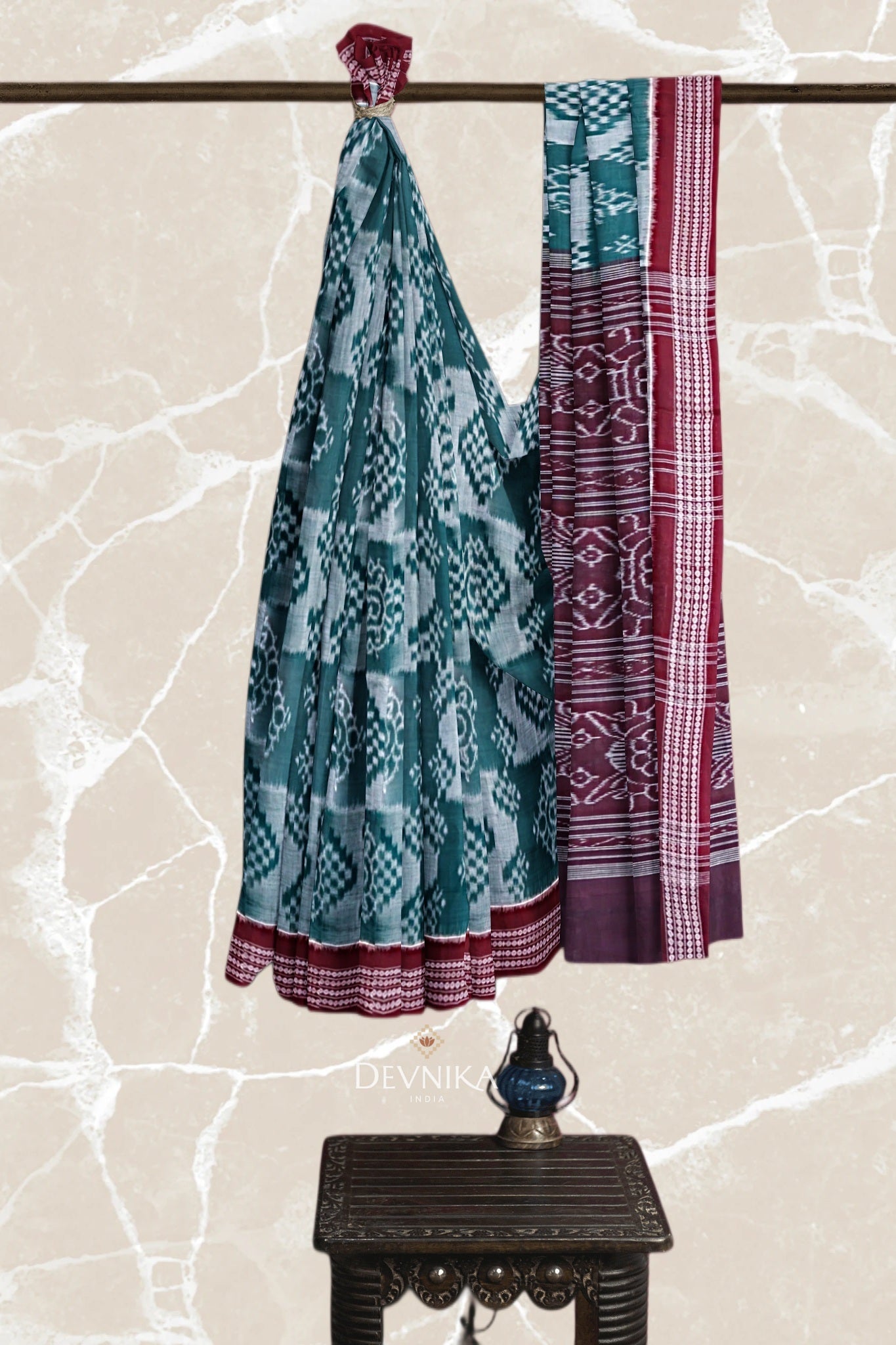 Green Body Bandha Saree | Odisha Handloom GI Tagged | Devnika