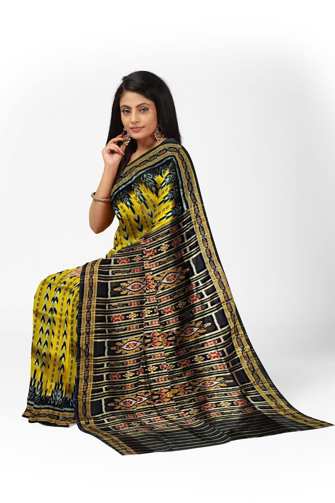 Golden Dhanpatri Khandua Pata Saree