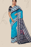 Dark Teal Pasapalli Buti Bomkai Silk Saree | Odisha Handloom GI Tagged | Devnika