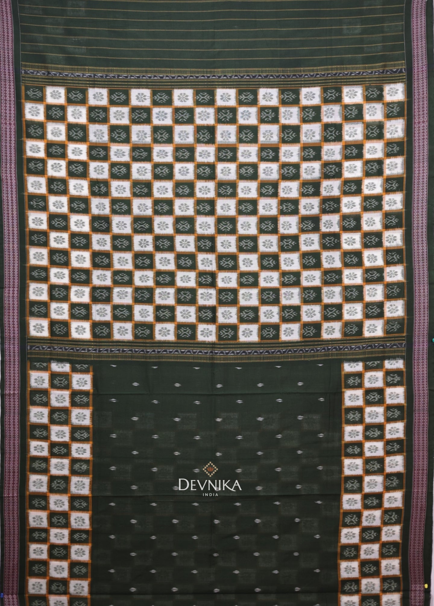 Dark Olive Green Border Pasapalli Saree