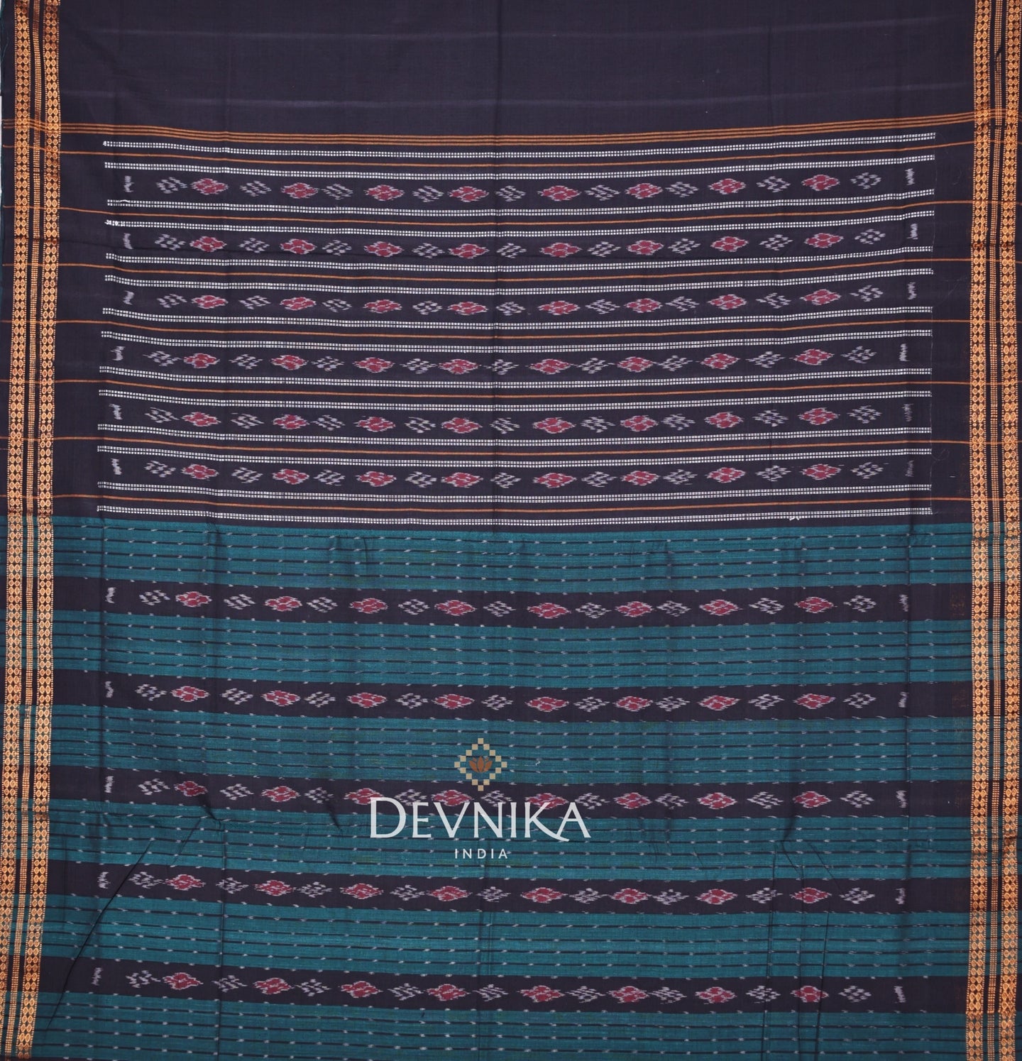 Deep Green Line Bandha Saree