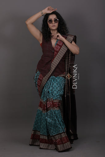Double Border Bandha Saree | Odisha Handloom GI Tagged | Devnika