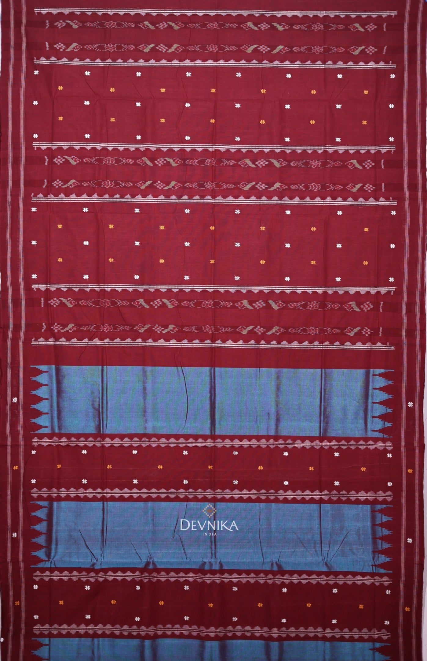 Soft Teal Pata Bapta Saree