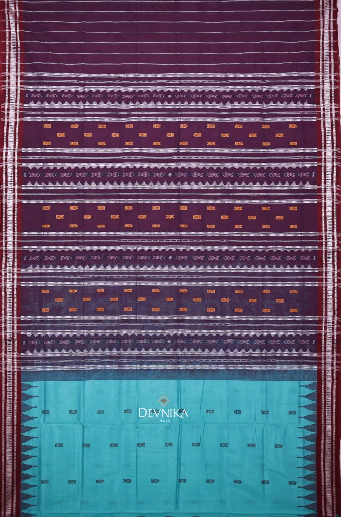 Light Emerald Pata Bapta Saree