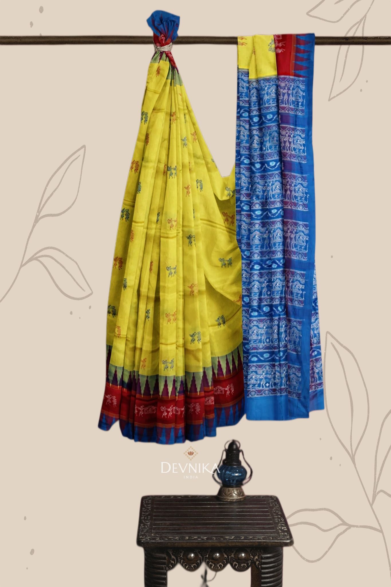 Bright Yellow Traditional Marriage Bomkai Saree