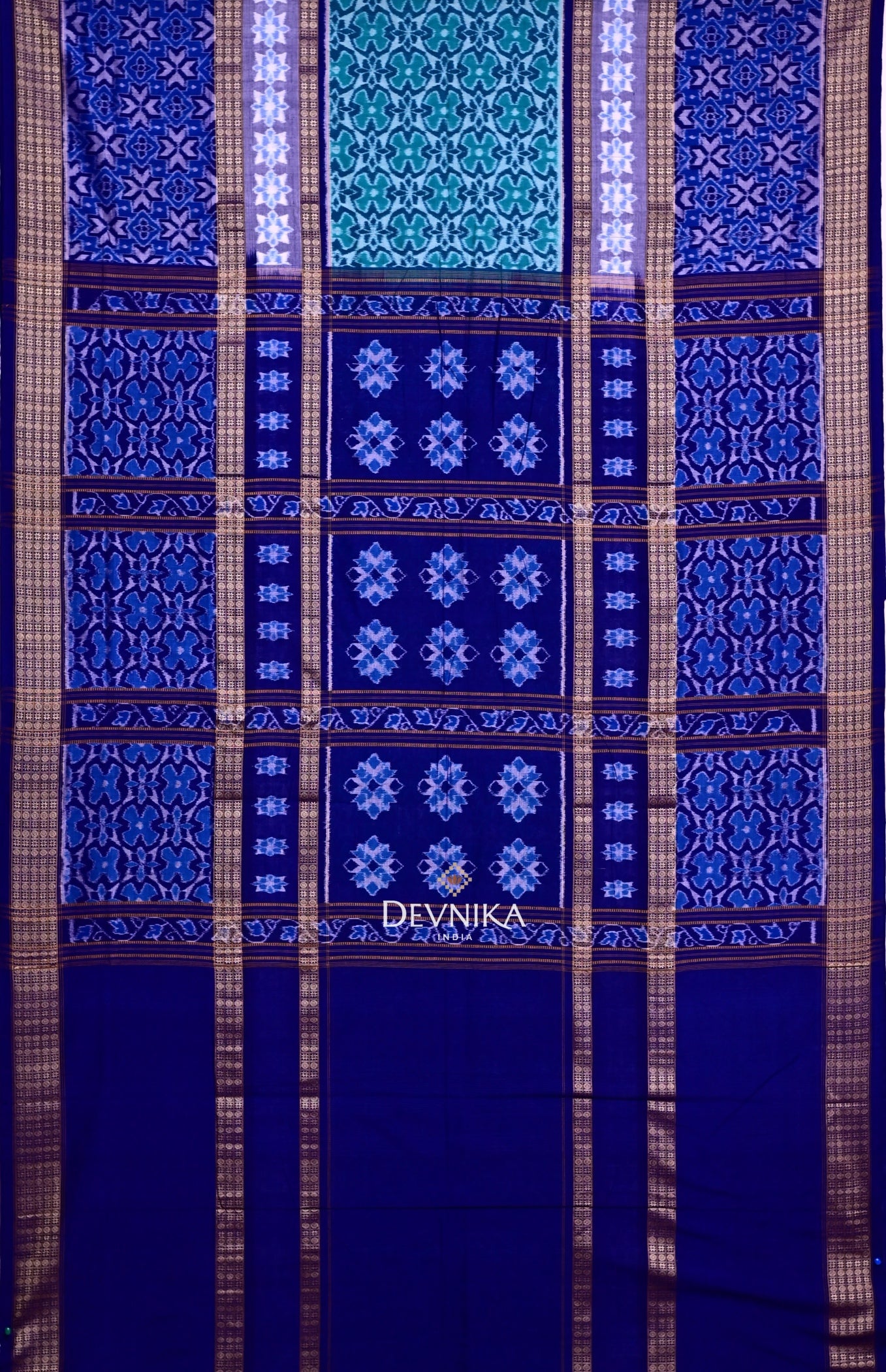 Light Green Double Border Bandha Handloom Cotton Saree | Odisha Handloom | Devnika