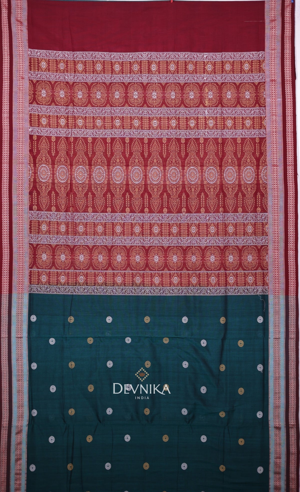 Deep Green Marine Border Bomkai Saree