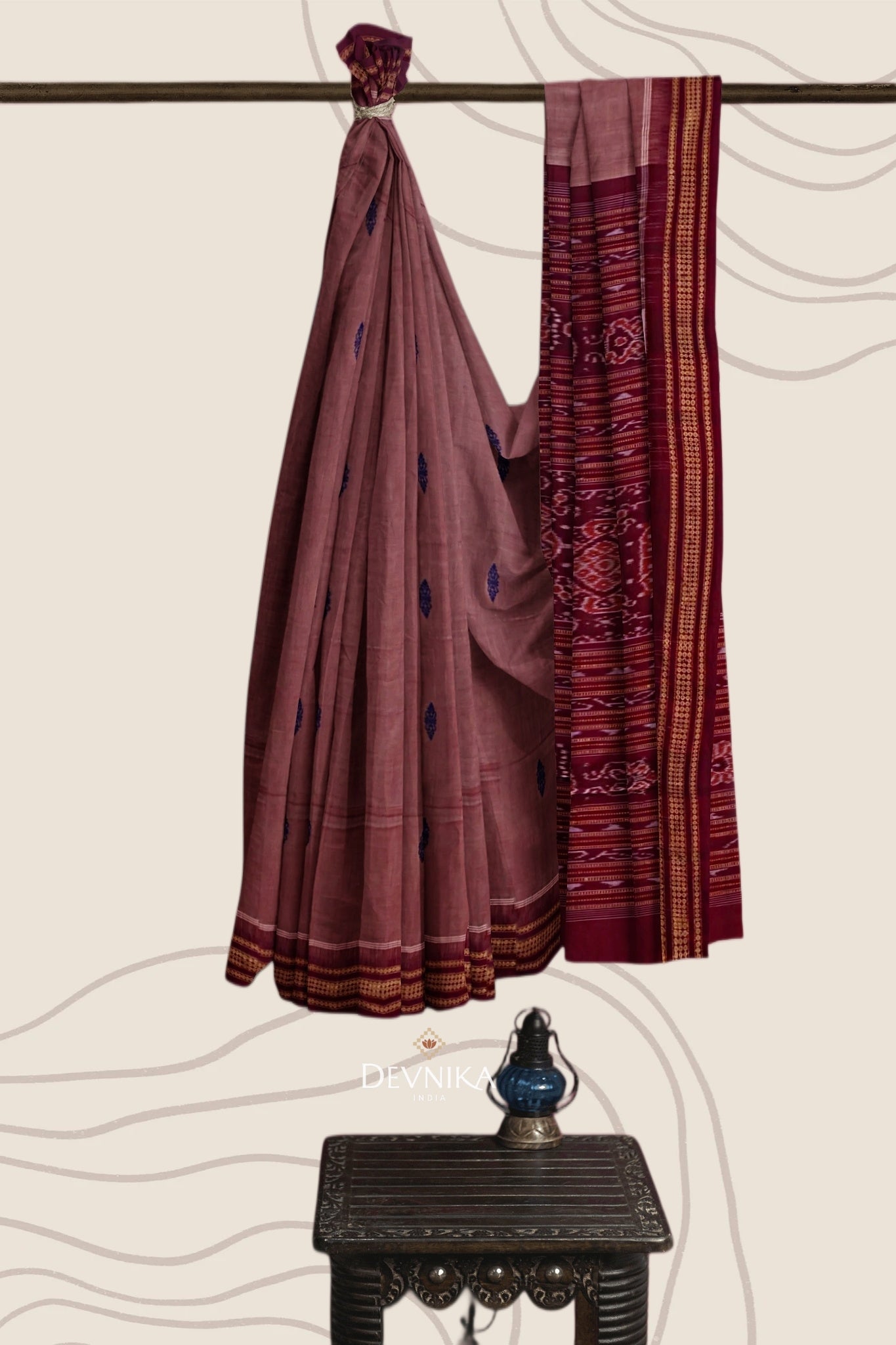 Light Coral Bomkai Saree