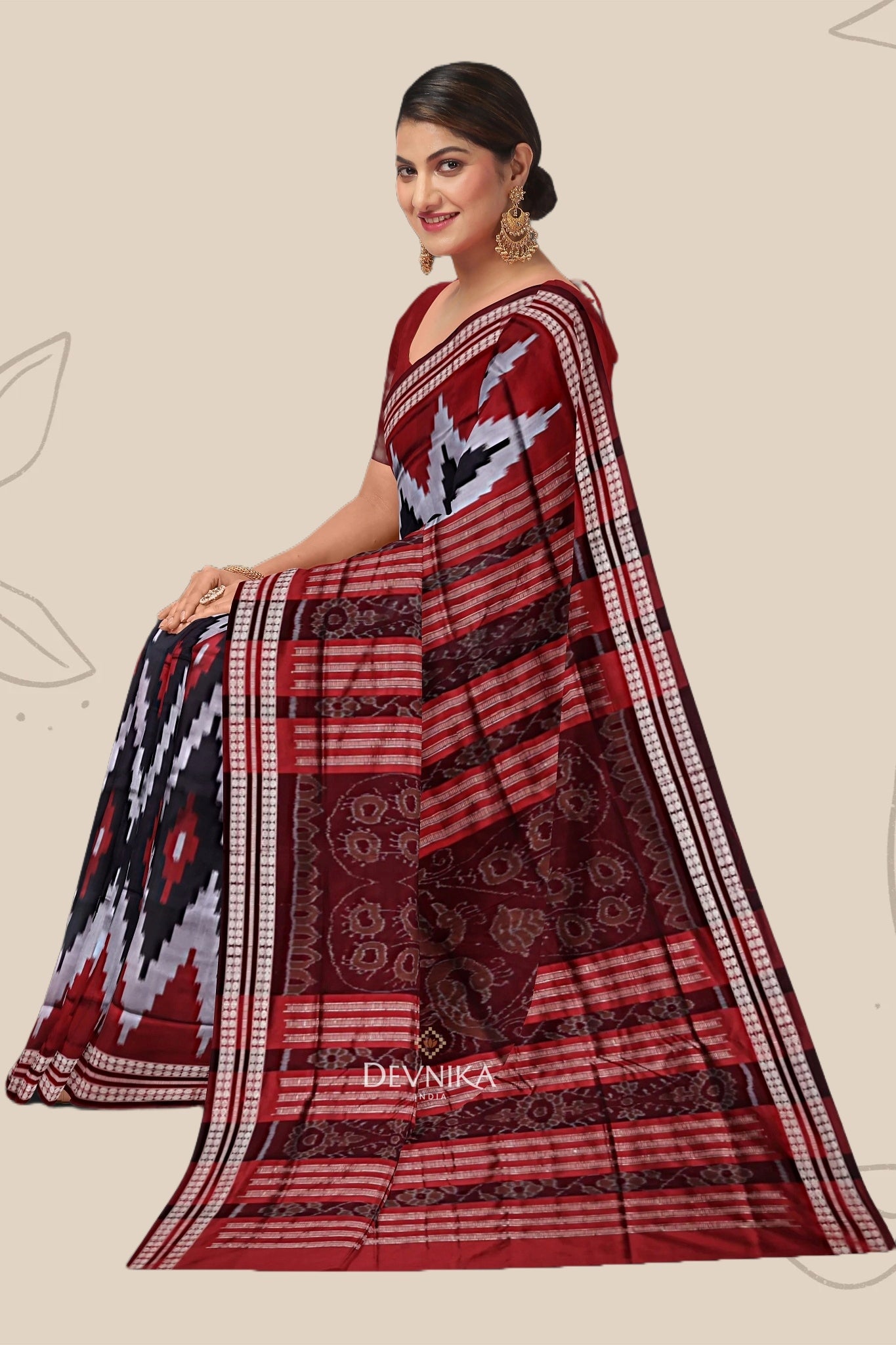 Black Red and Silver Bandha Pasapalli Saree