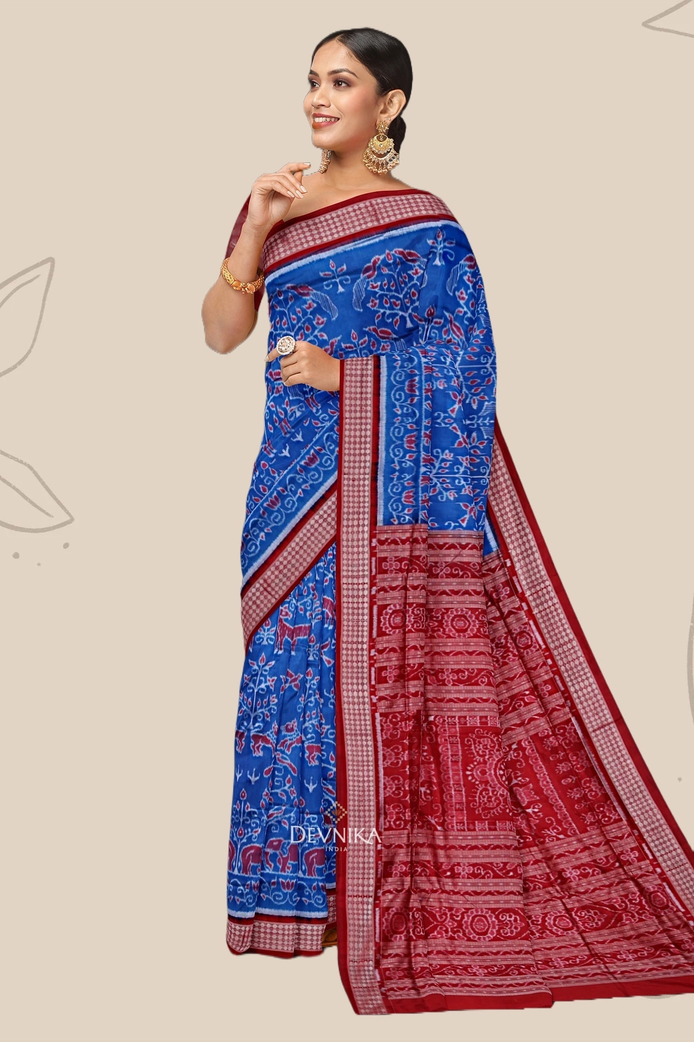 Happy Blue Traditional Body Bandha Saree
