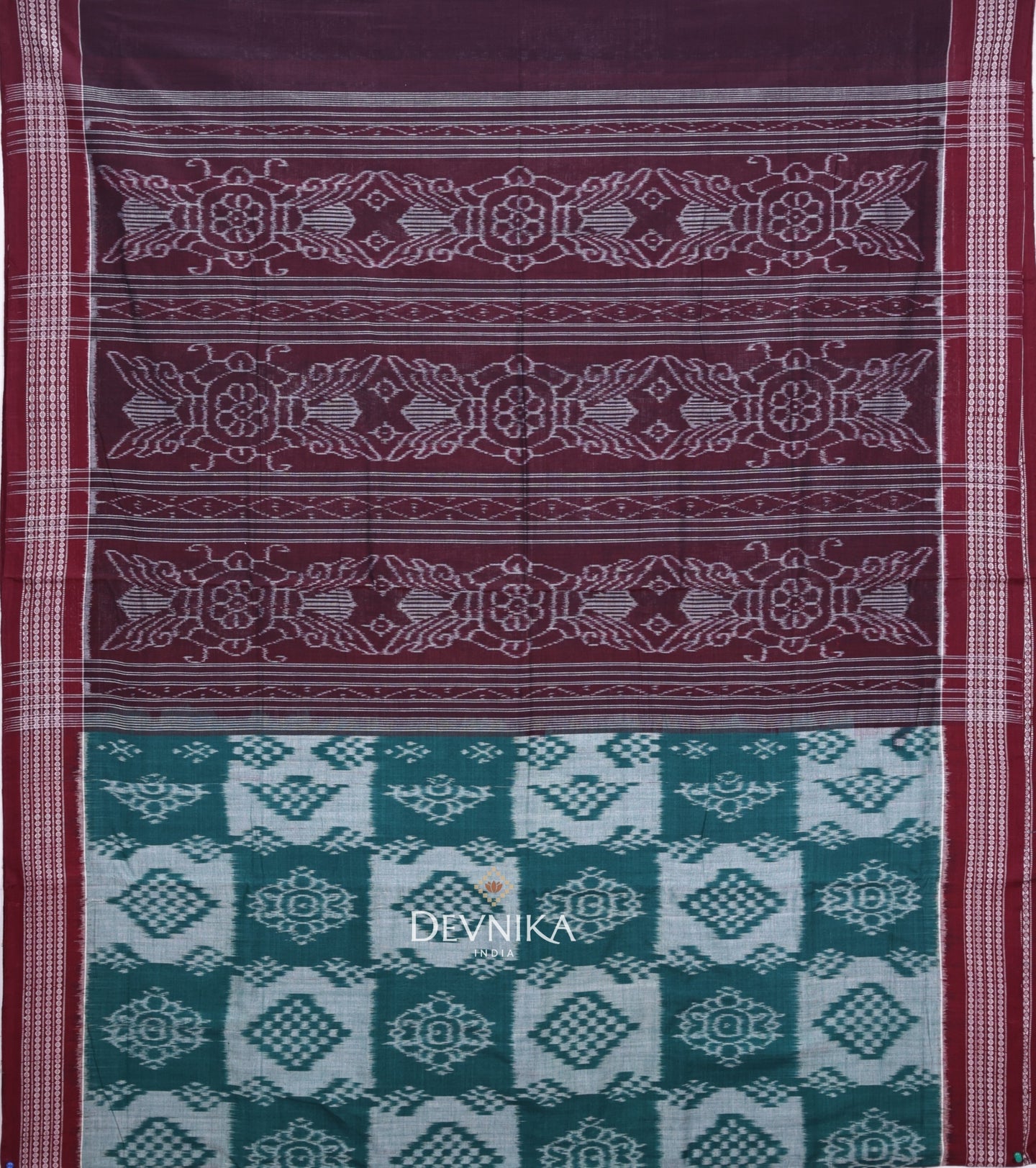 Green Body Bandha Saree | Odisha Handloom GI Tagged | Devnika