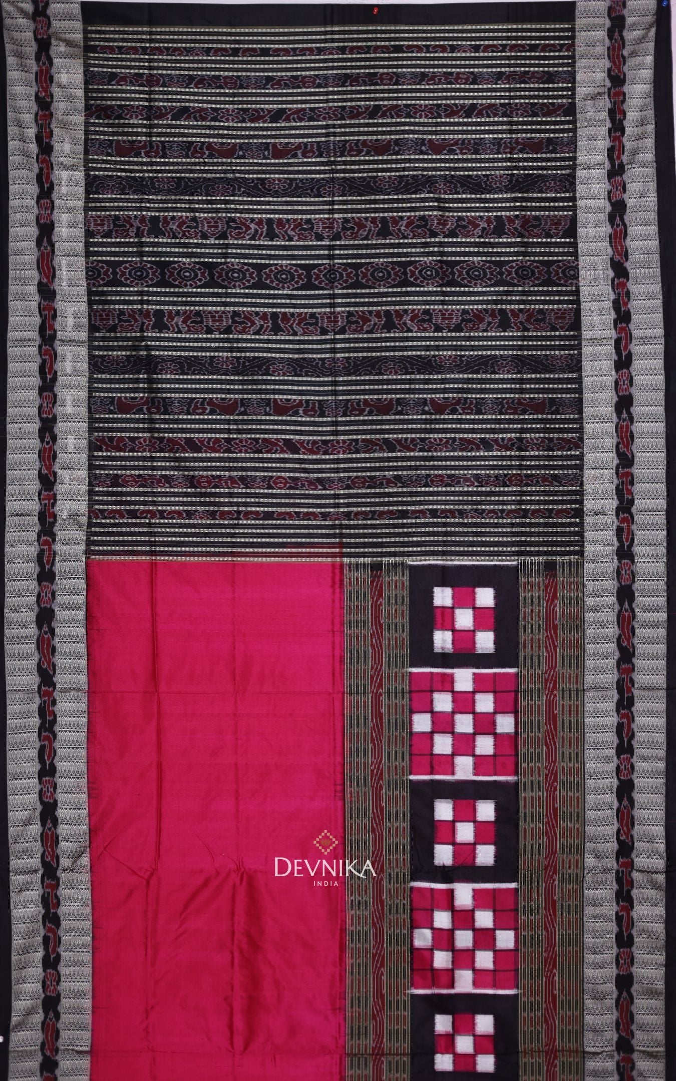 Hot Pink Border Pasapalli Bichitrapuri Saree