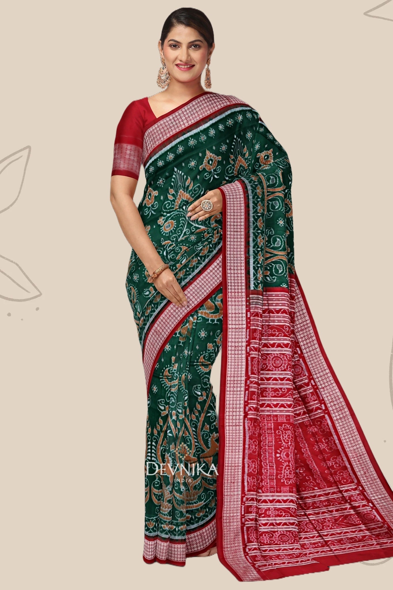 Forest Green Traditional Body Bandha Saree