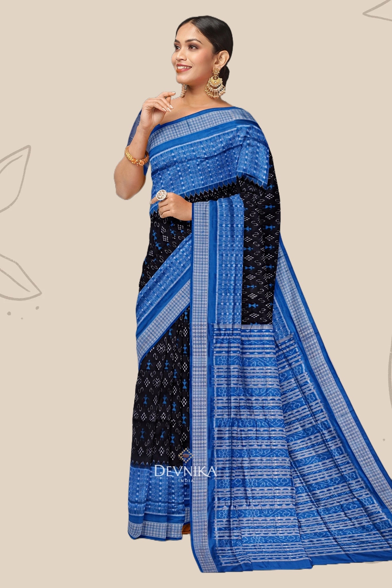 Black Bandha Sambalapuri Silk Saree