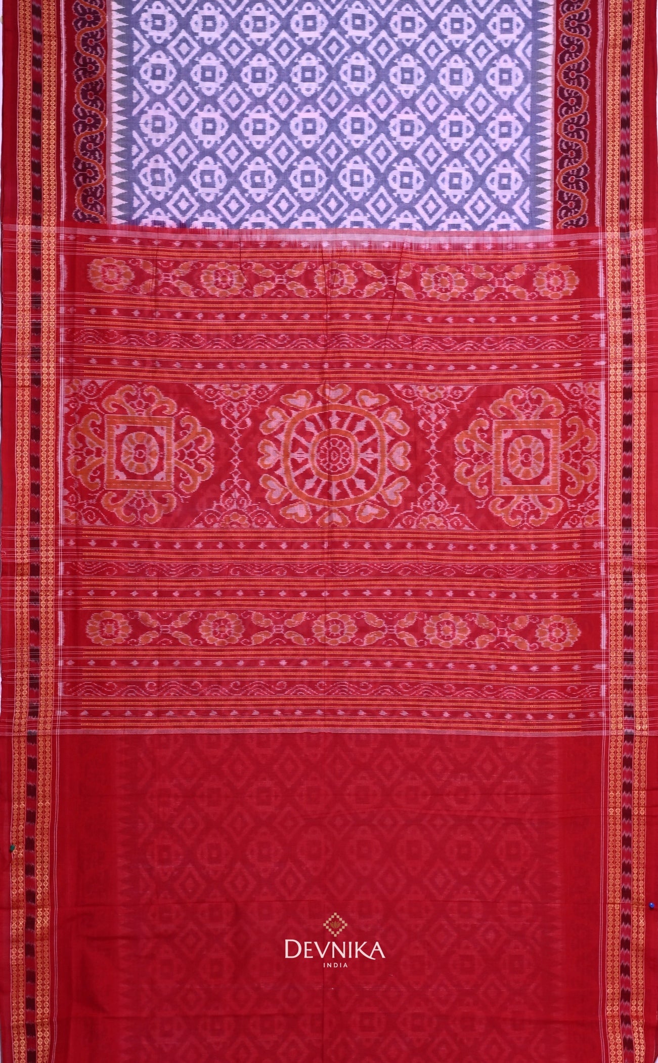 Purple And Lavender Big Border Bandha Handloom Cotton Saree | Odisha Handloom | Devnika