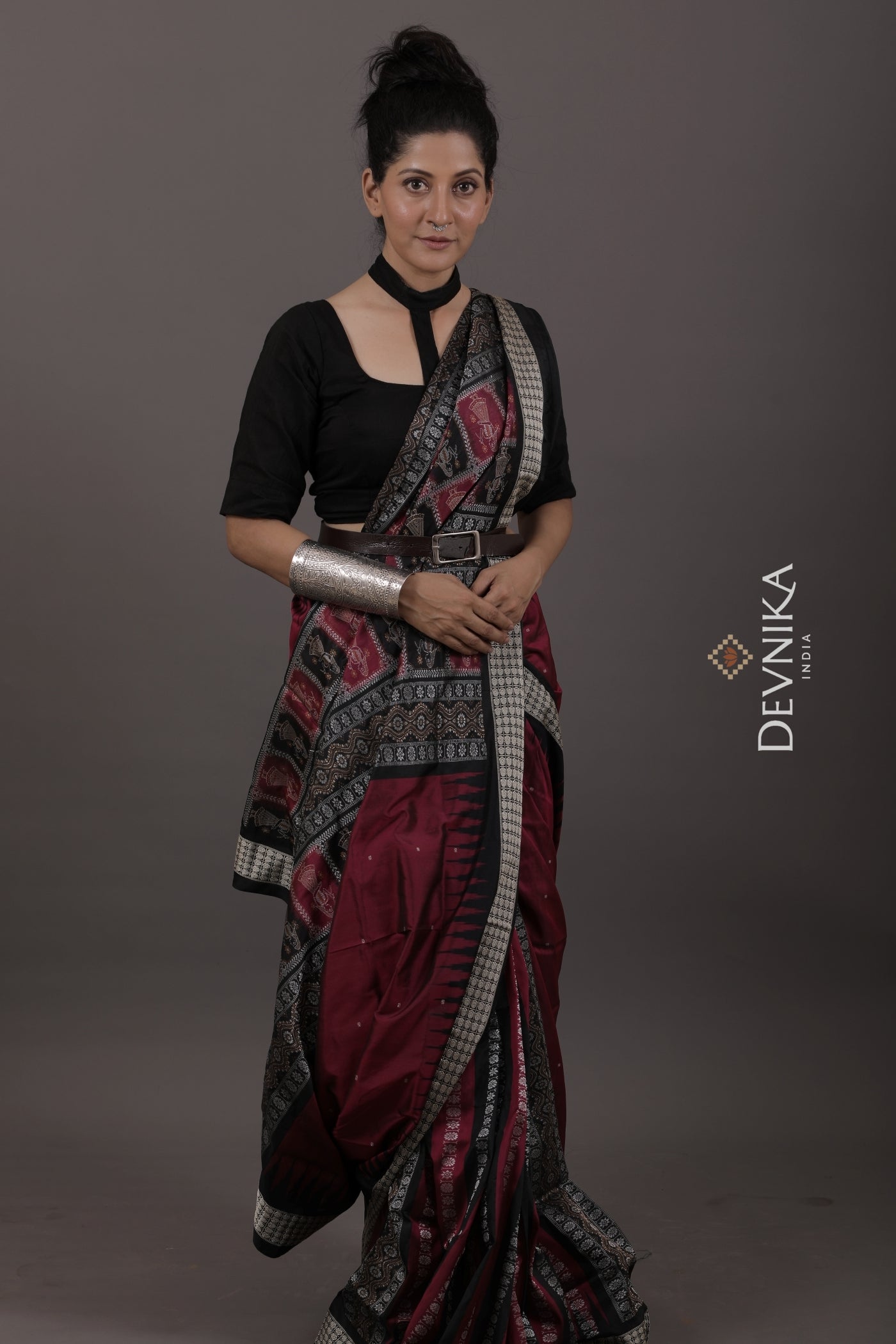 Magenta Color Body Bomkai Saree(Patli) | Odisha Handloom GI Tagged | Devnika