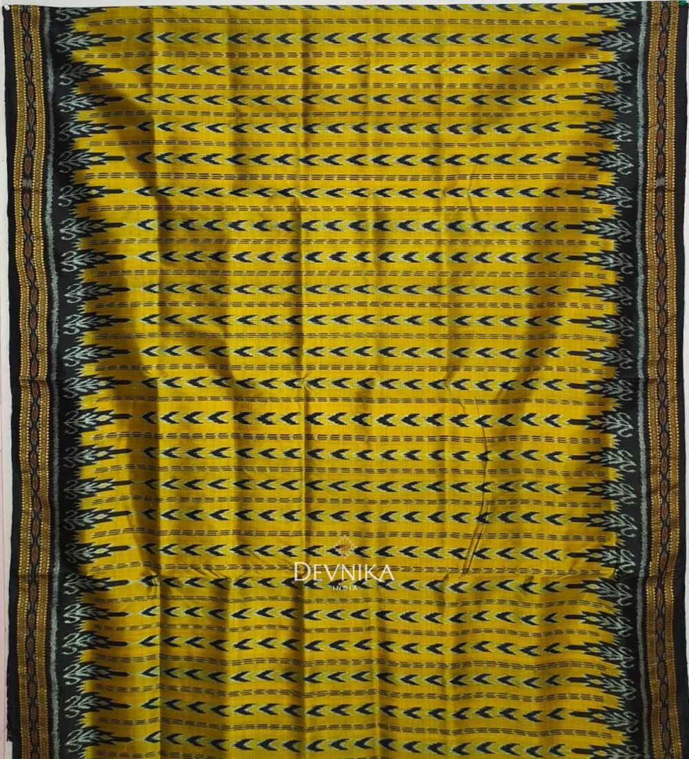 Golden Yellow Dhanapatri Khandua Pata Saree | Odisha Handloom | Devnika