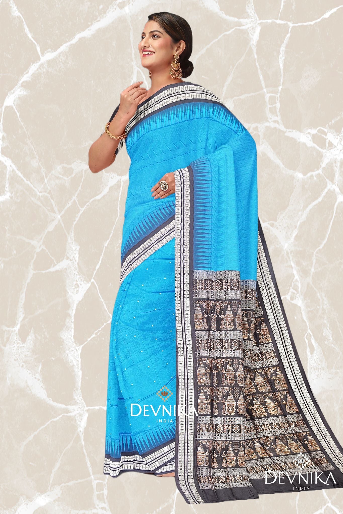 Royal Blue Bomkai Butti Saree