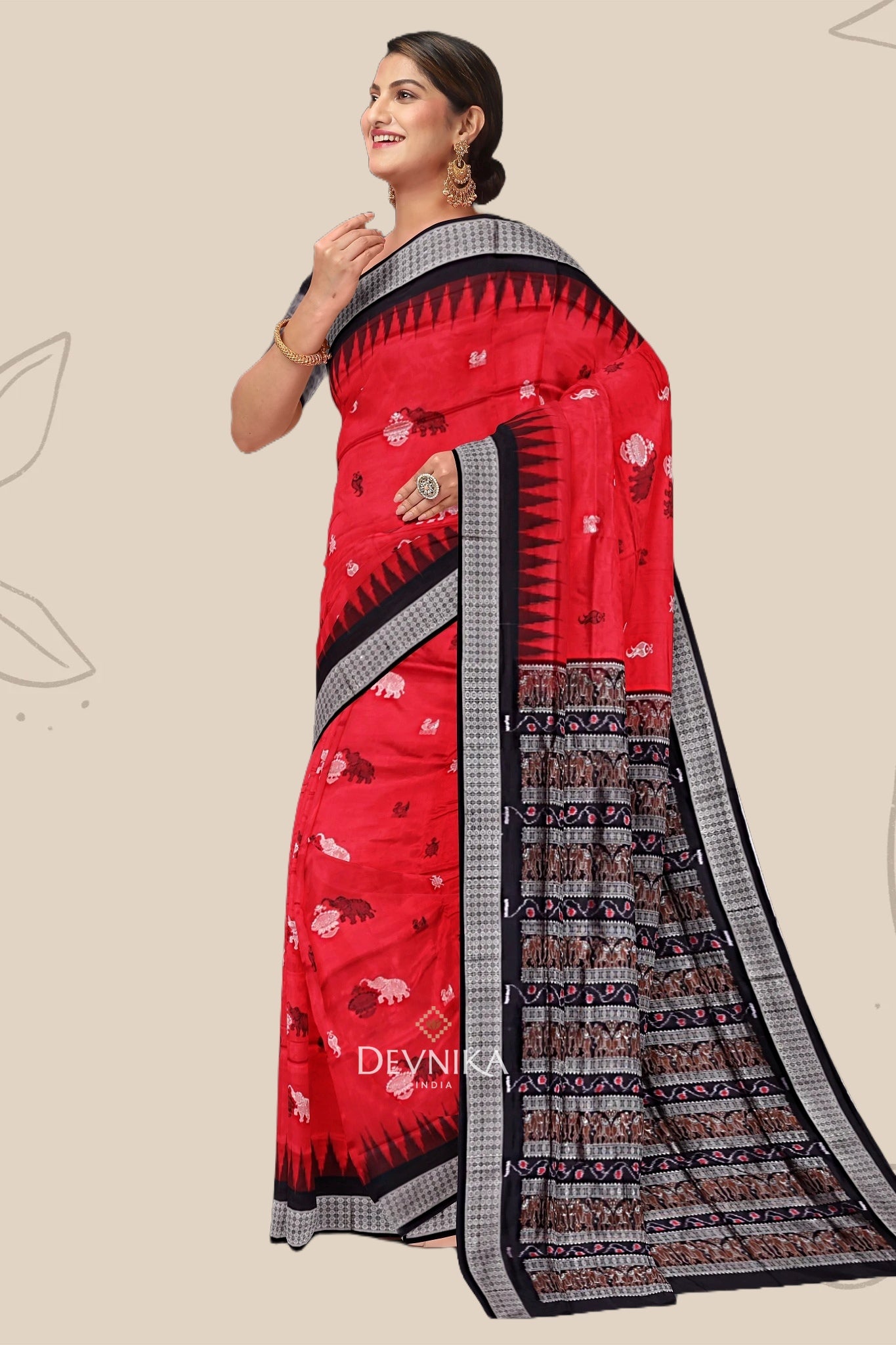 Red Body Bomkai Saree