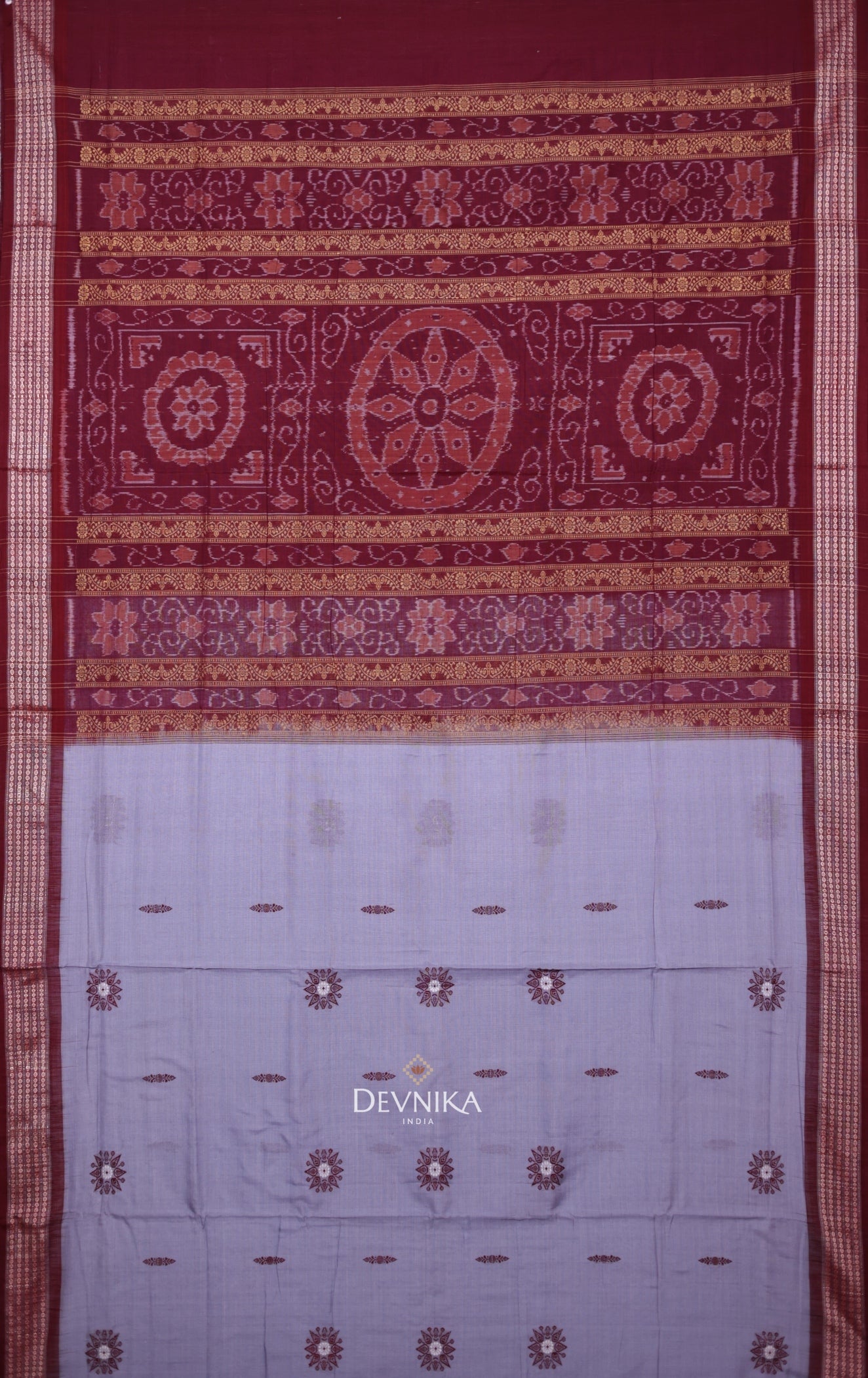 Dark Grey Padam Bomkai Handloom Cotton Saree | Odisha Handloom | Devnika