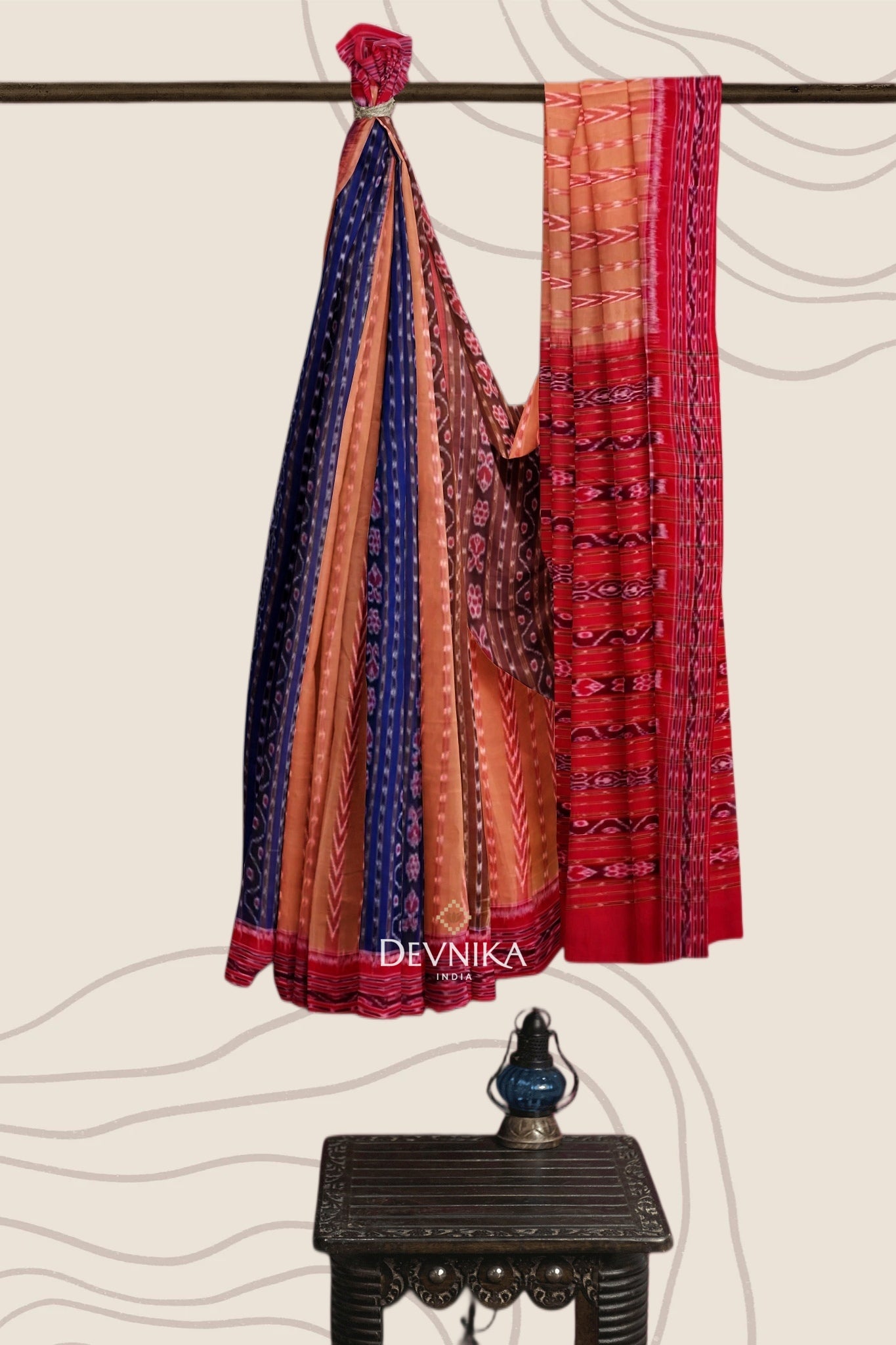 Brown Pancha Mukhi Bandha Handloom Cotton Saree | Odisha Handloom | Devnika