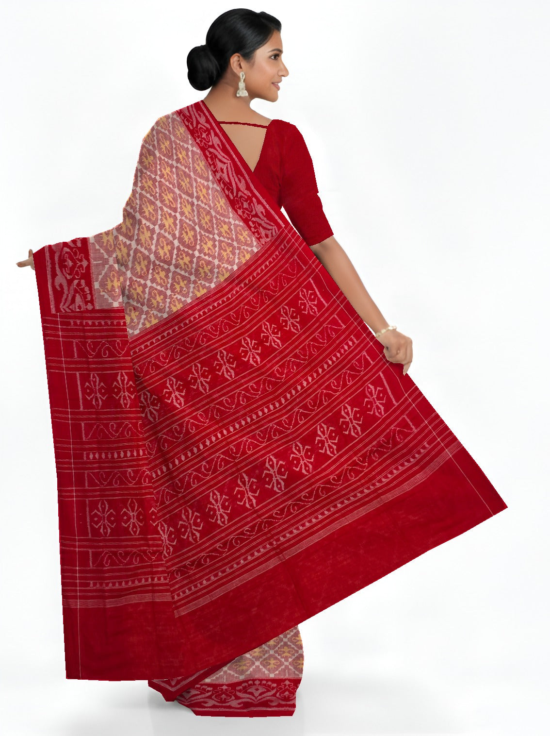 Cross Red Teracota Bandha Saree