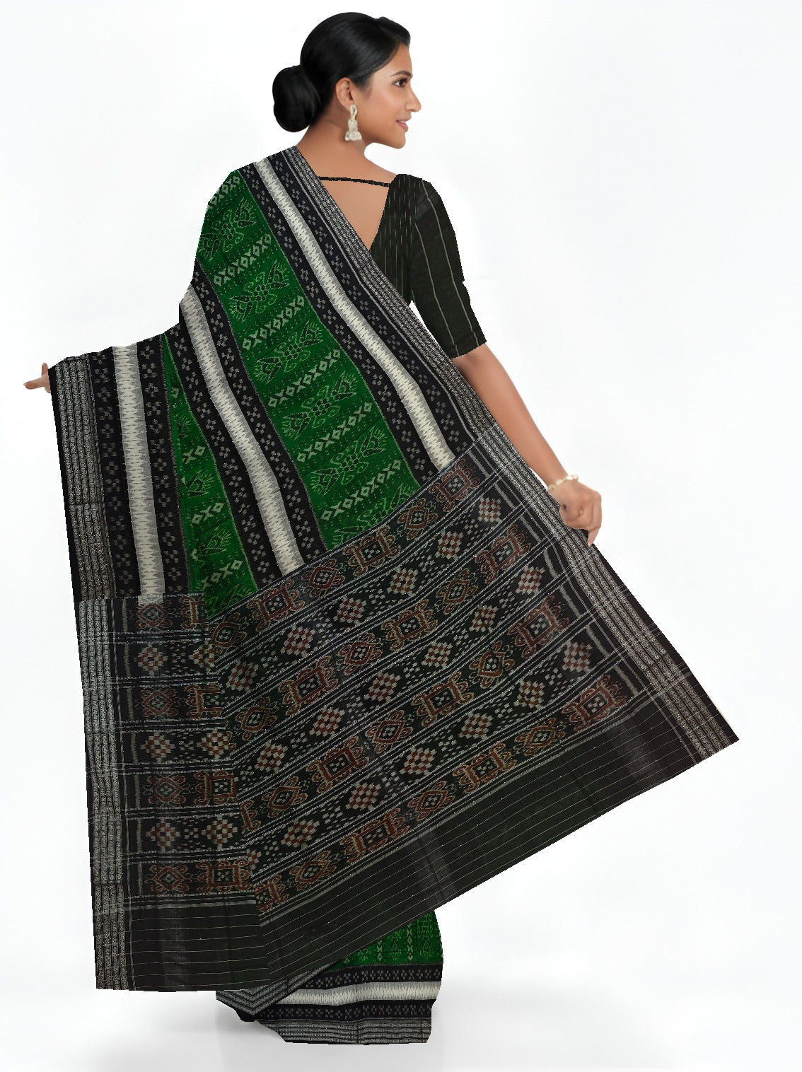 White Mania Bandha Traditional Katiki Saree | Odisha Handloom GI Tagged | Devnika