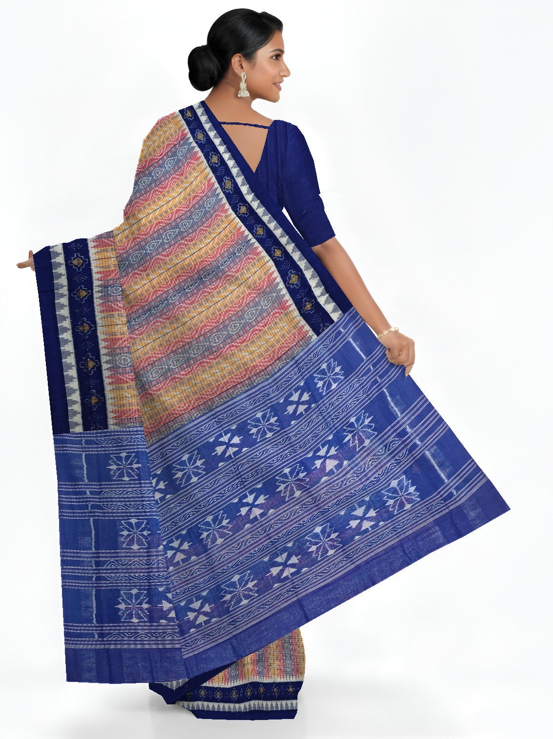Blue Red Yellow Body Bandha Saree