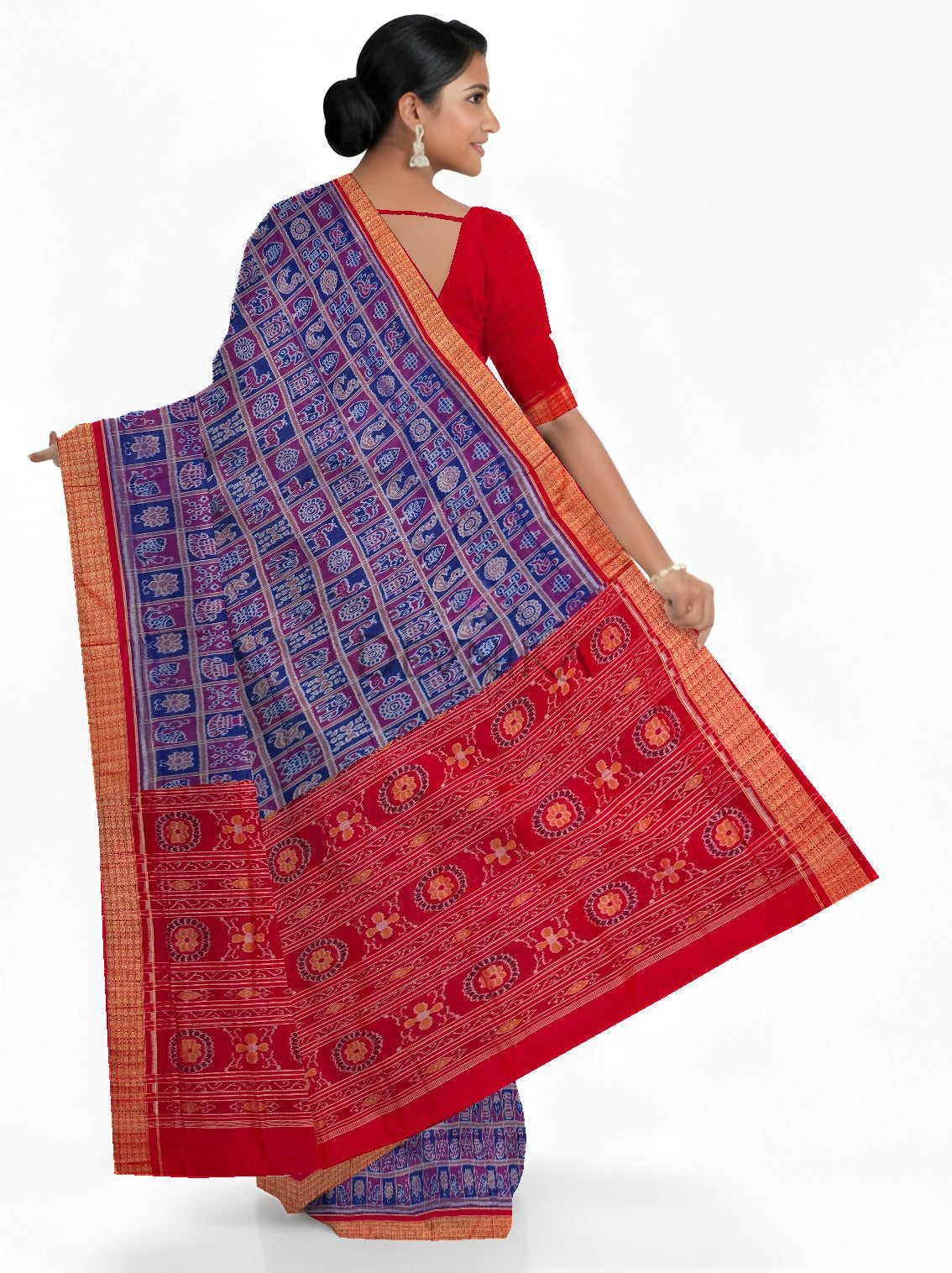 Blue Magenta Naba Kothi Saree | Odisha Handloom GI Tagged | Devnika