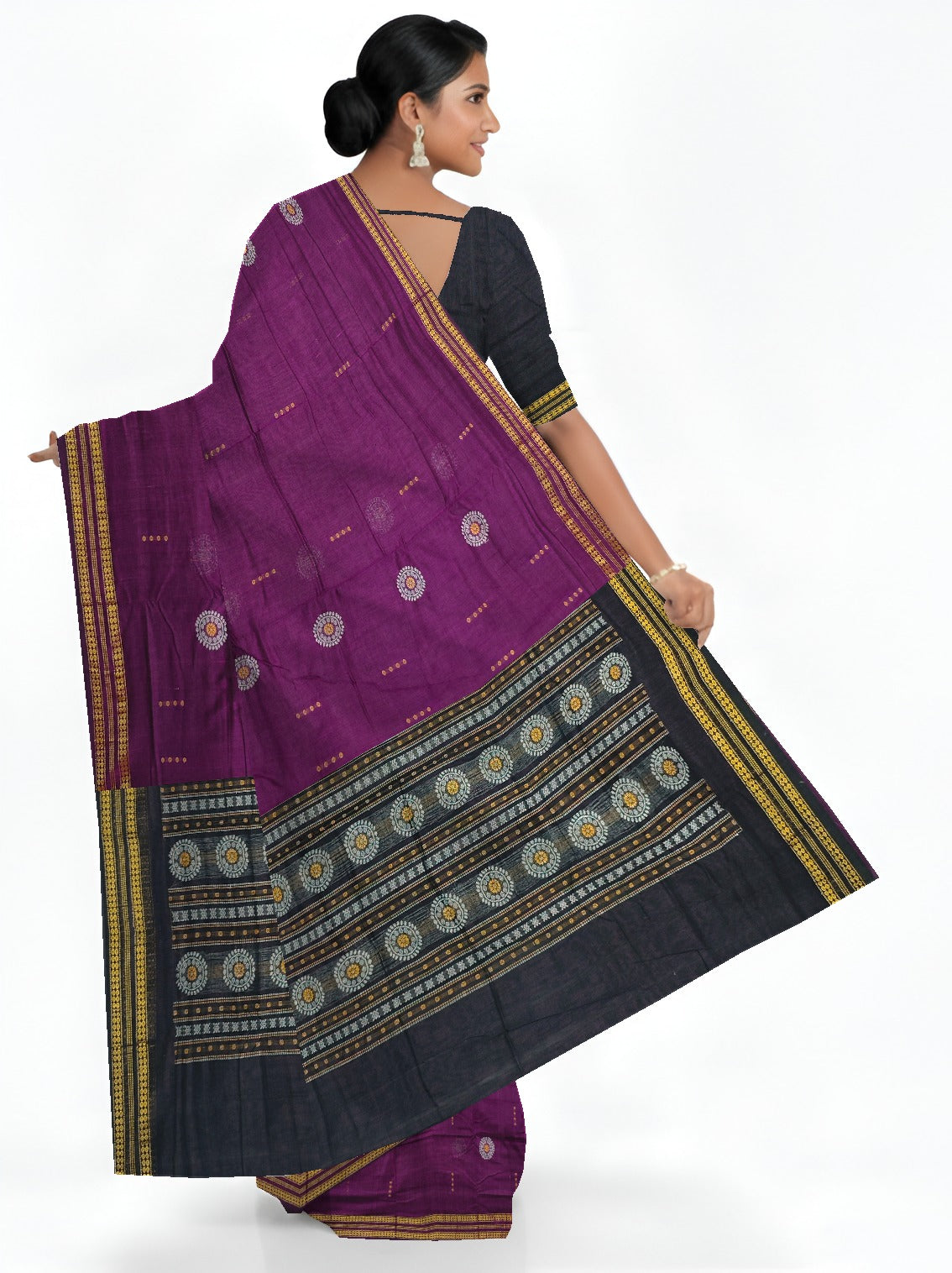 Purple Bomkai Butti Sambalapuri Saree | Odisha Handloom GI Tagged | Devnika