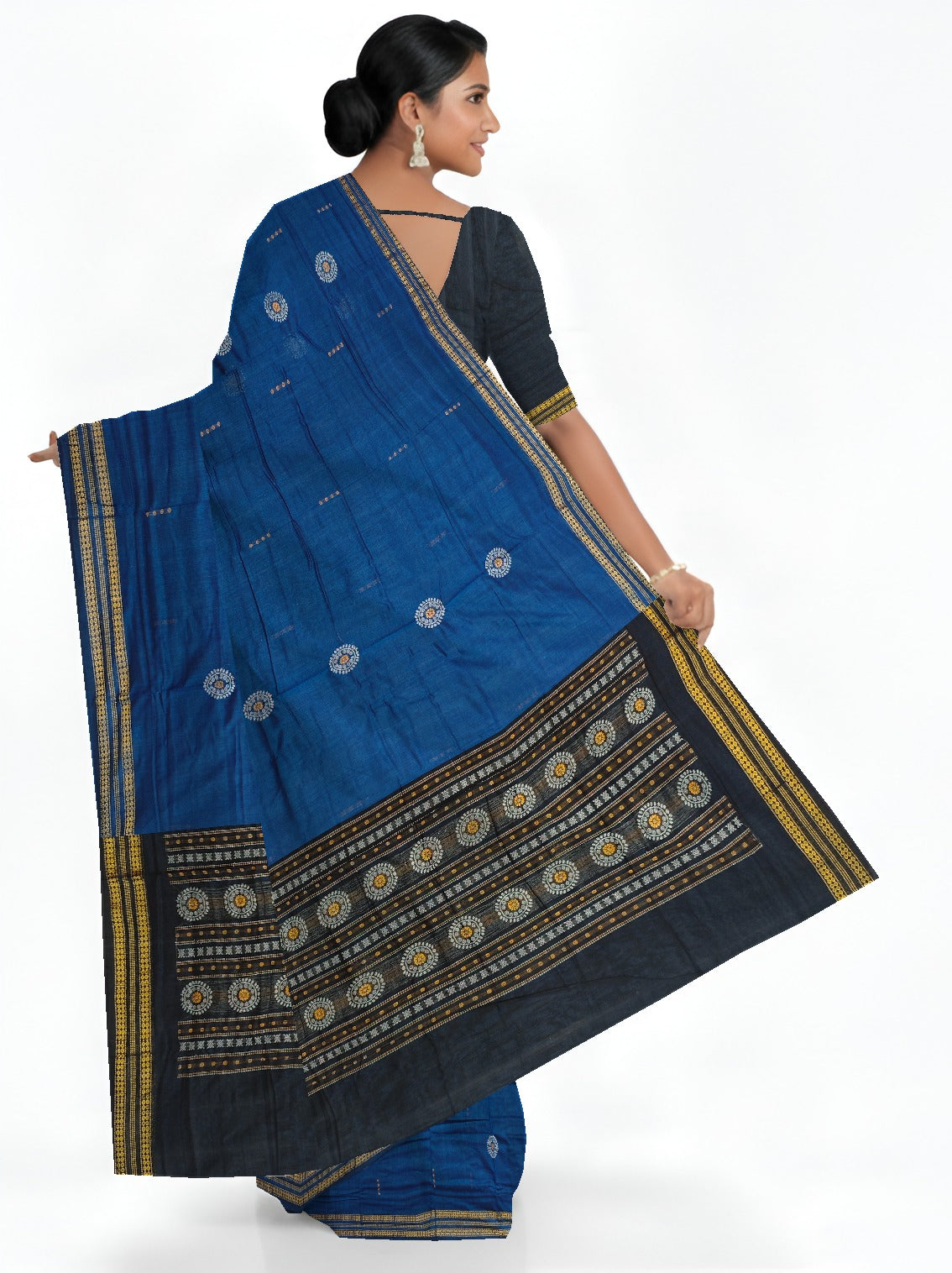Blue Bomkai Butti Sambalapuri Saree | Odisha Handloom GI Tagged | Devnika