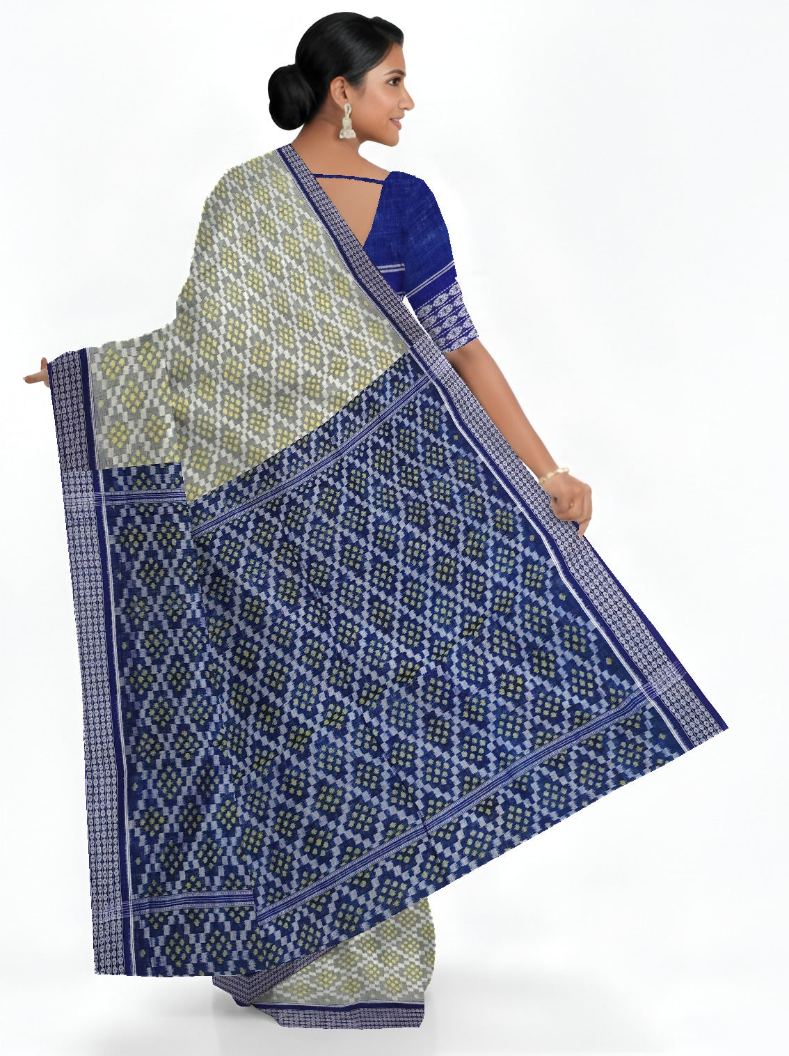 White & Yellow Bandha Pasapalli Saree | Odisha Handloom GI Tagged | Devnika