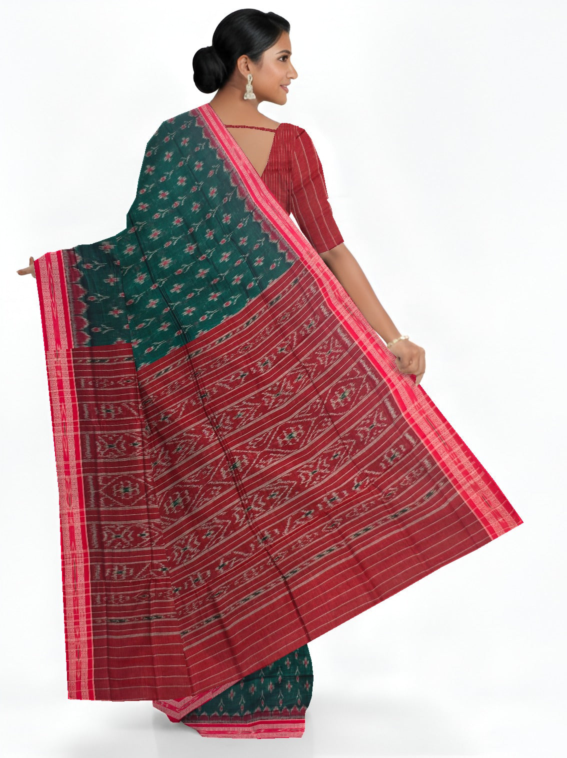 Green Mania Bandha Traditional Katiki Saree | Odisha Handloom GI Tagged | Devnika