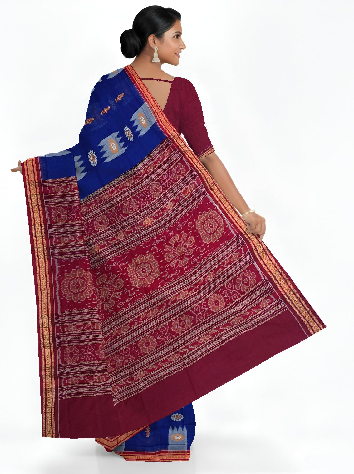 Blue Bandha Bomkai Saree | Odisha Handloom GI Tagged | Devnika