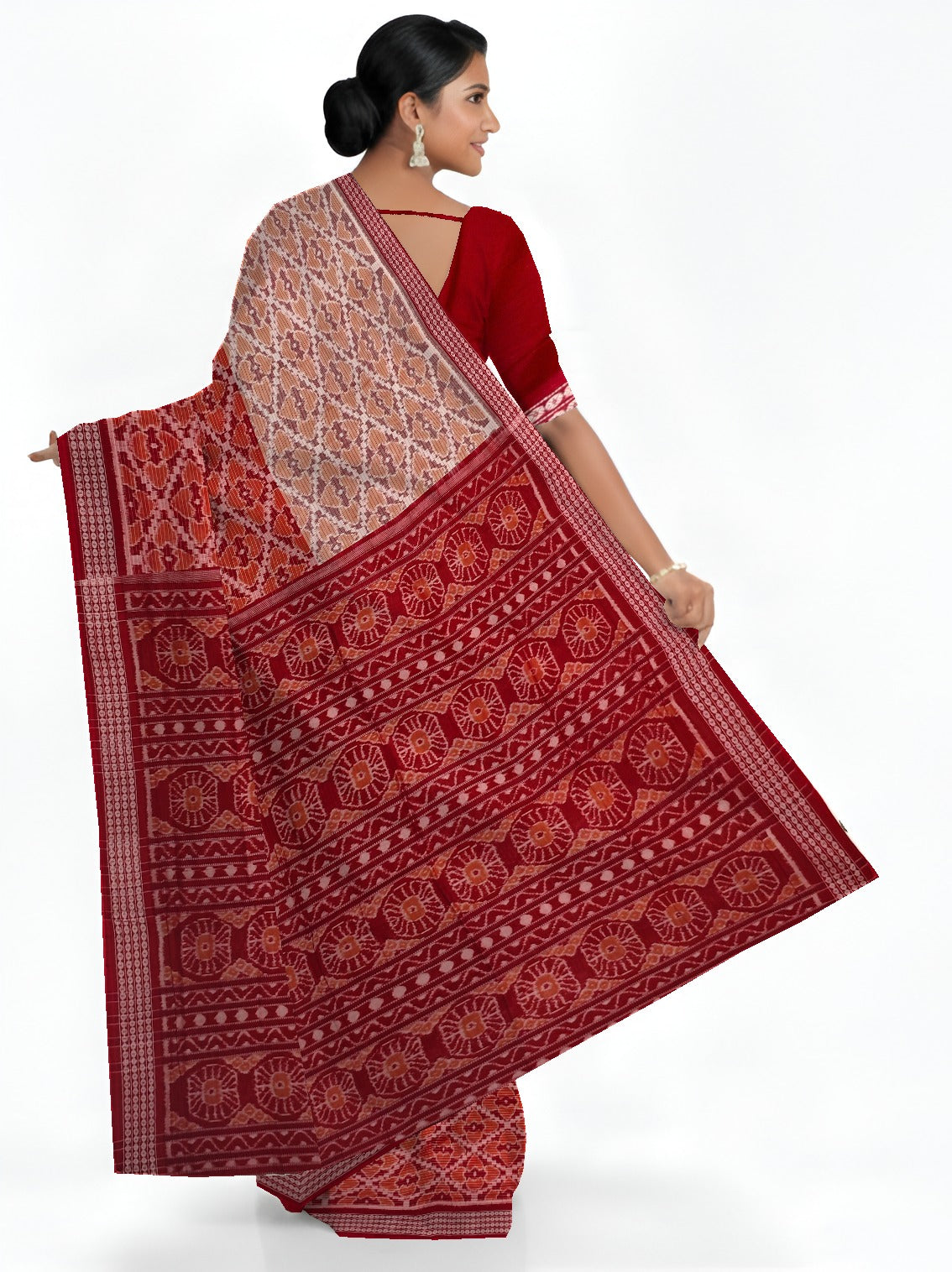 Chandan Maroon Half Half Body Bandha Saree