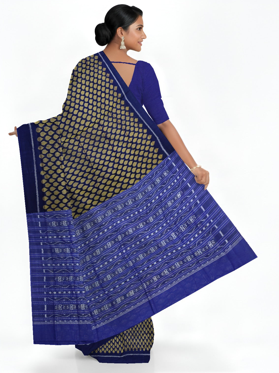 Blue Golden Tikili Bandha Saree