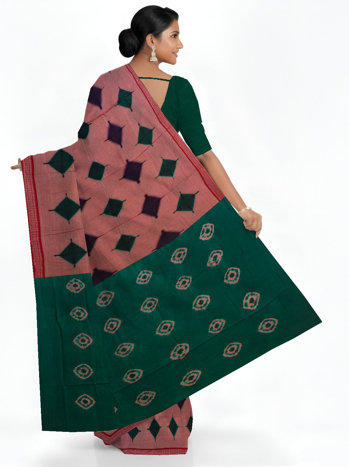 Shell Pink Sambalapuri Bandhini Saree | Odisha Handloom GI Tagged | Devnika